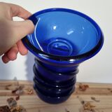 Set of eight ramekin bowls blue glass cups made in vintage France