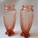 Vases en verre épais rose transparent - style géométrique art déco