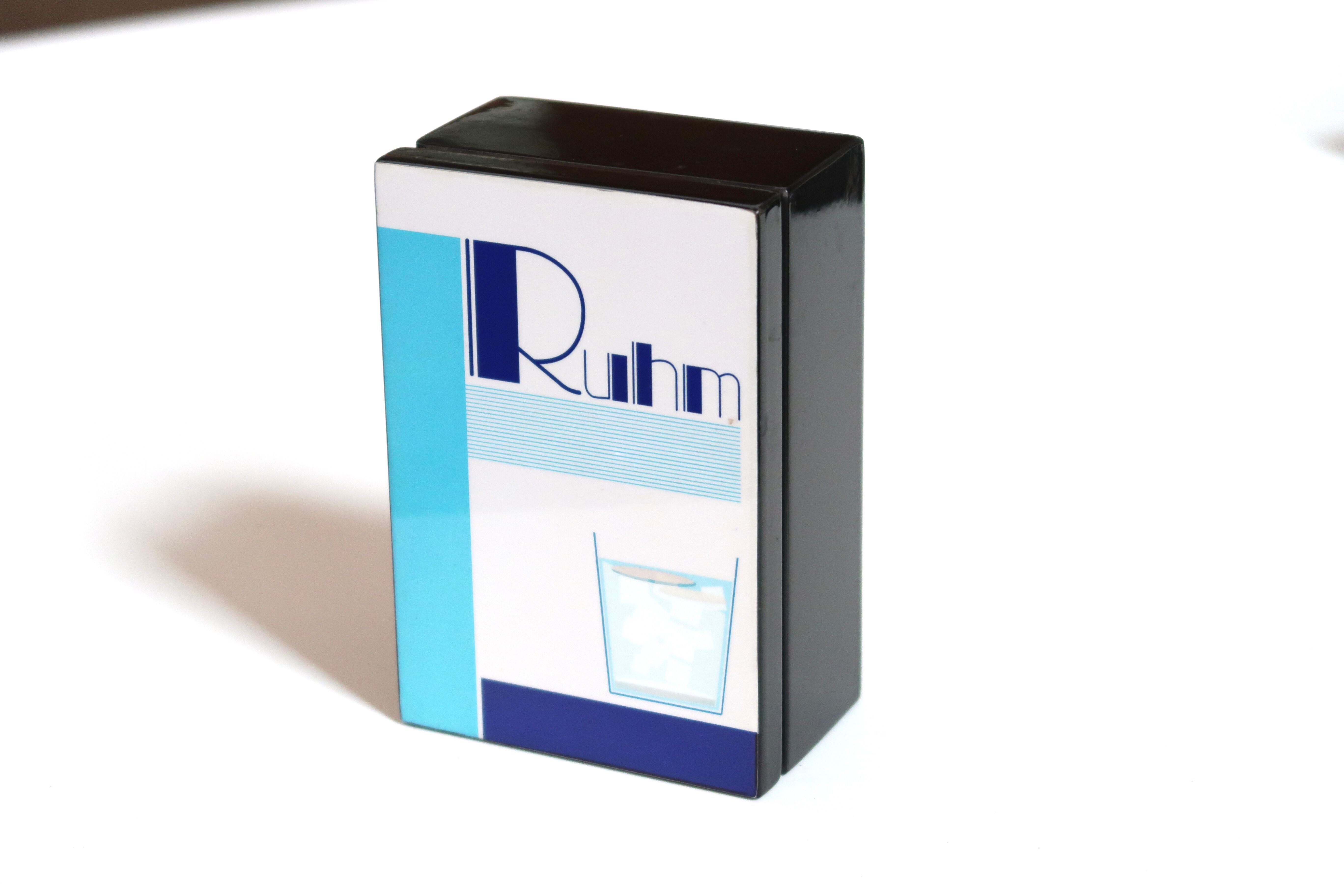 Cigarette box "Ruhm" in lacquered wood, 80s