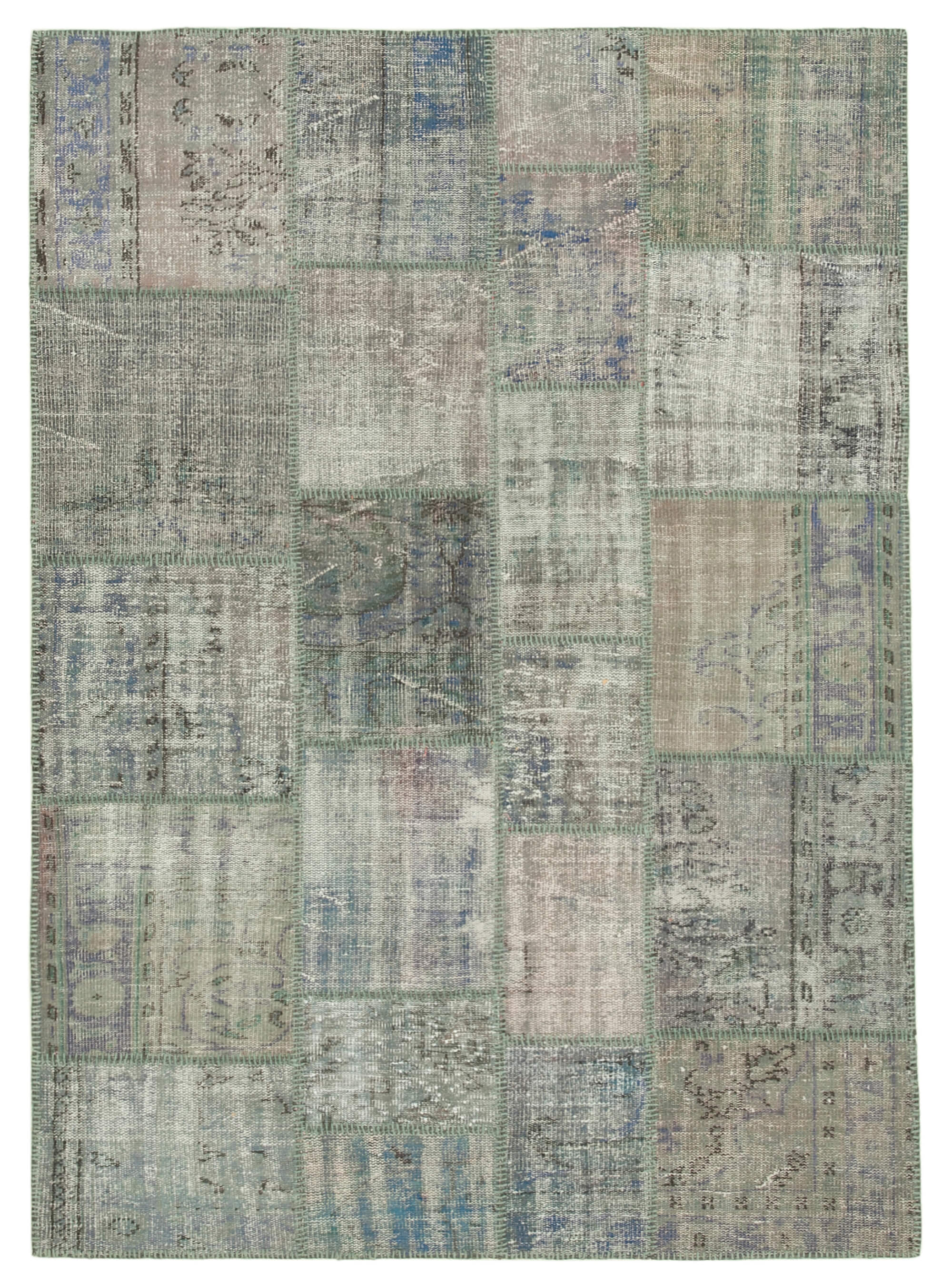 Handwoven Oriental Overdyed 176 cm x 247 cm Grey Patchwork Carpet