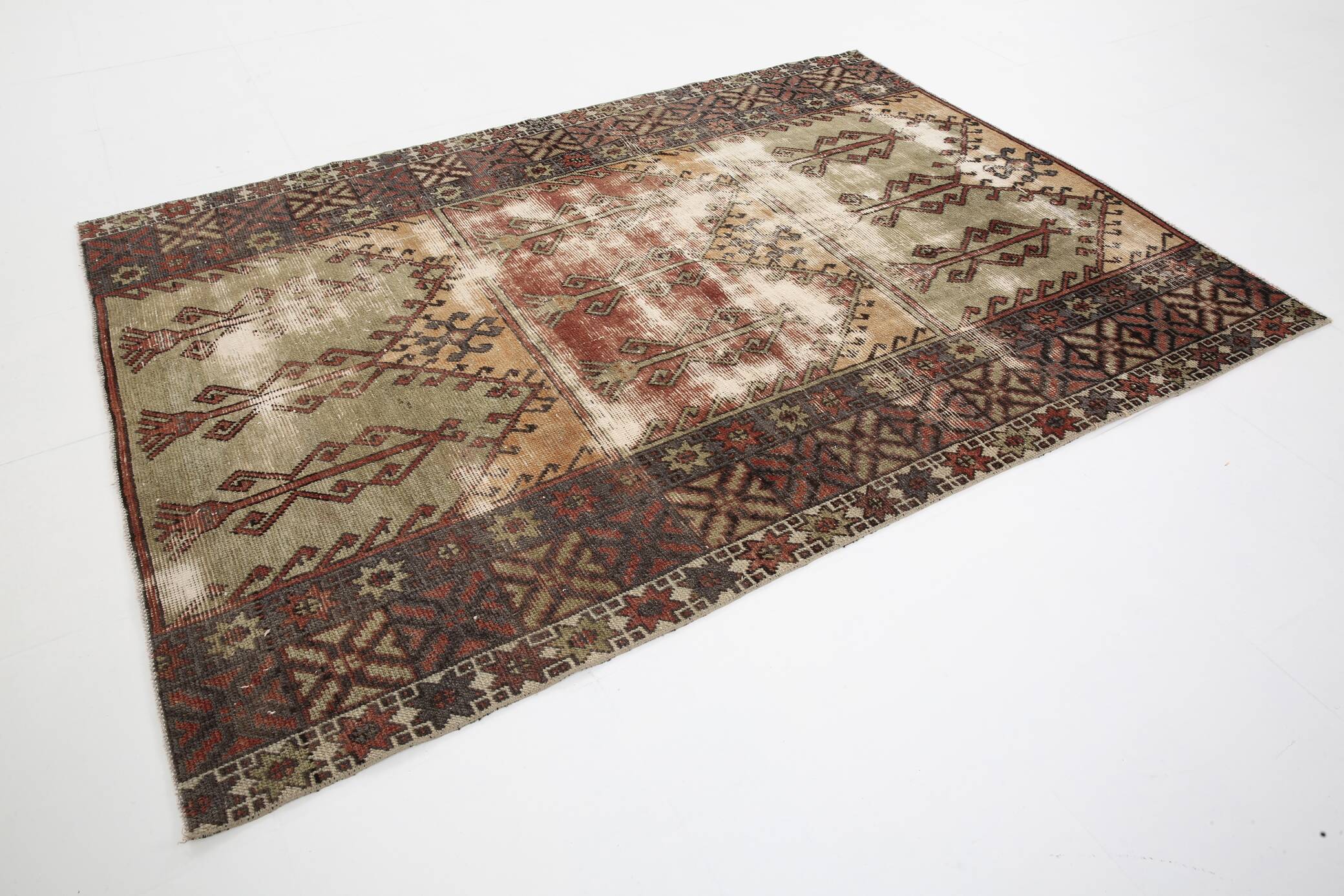 5x7 Classic Brown Red Handmade Vintage Rug, 151x214Cm SK 3054