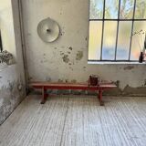 1950s oak bench with red patina, 2m