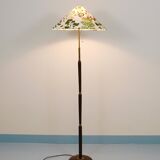 Lampadaire réglable en noyer et laiton des années 1940, Rupert Nikoll Vienne, Autriche, années 1950