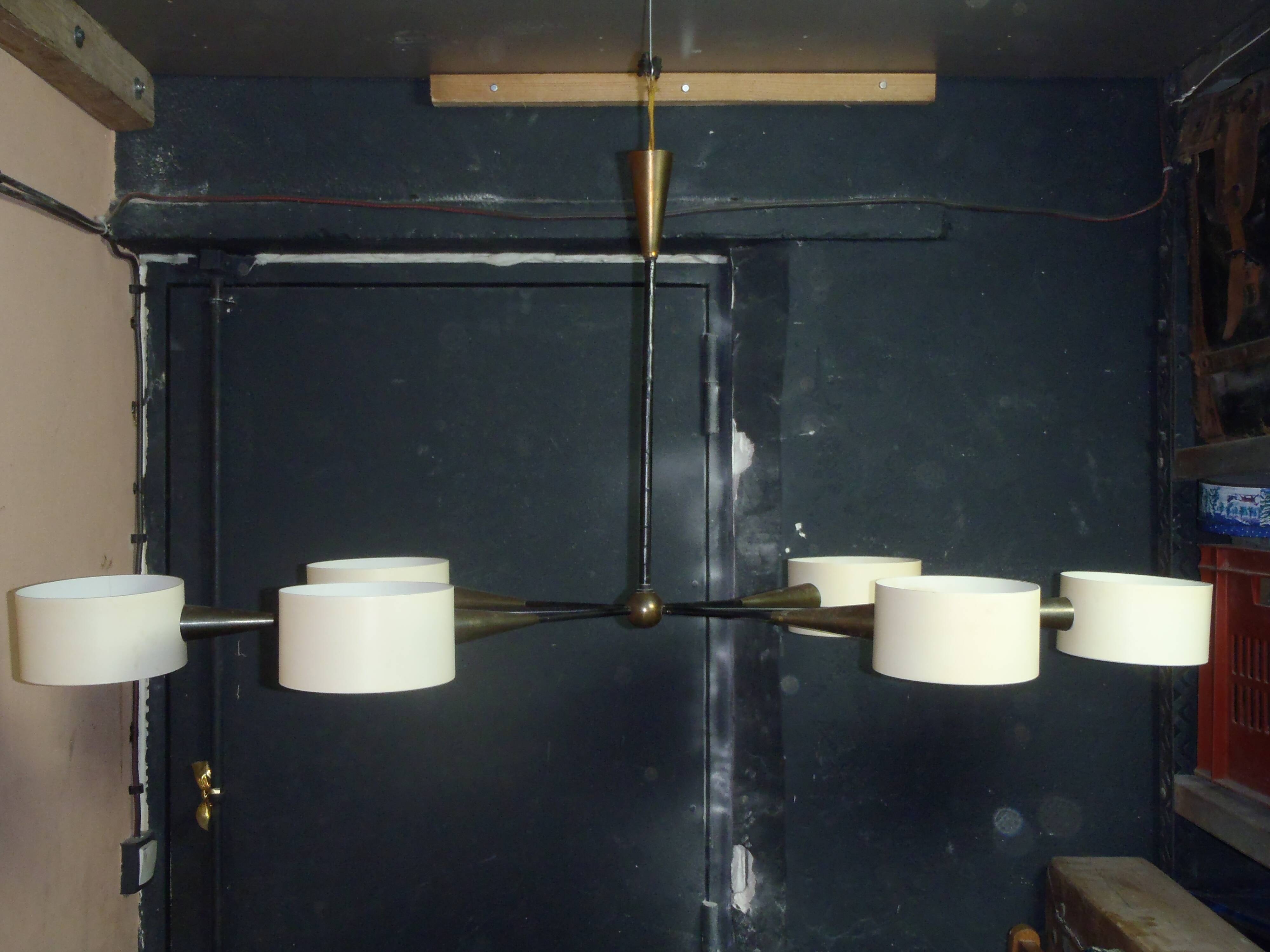 6-light art deco chandelier from the 30s/40s