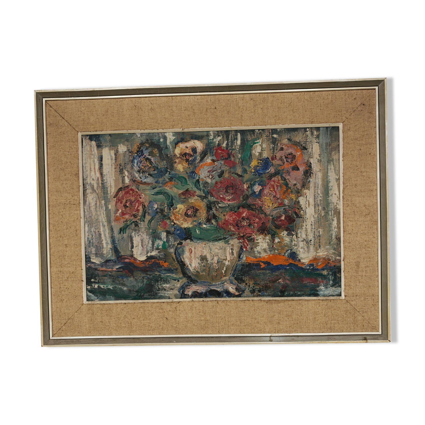 Modernist oil on canvas 'Flowers' by Branislava Modelska-Jovanovic