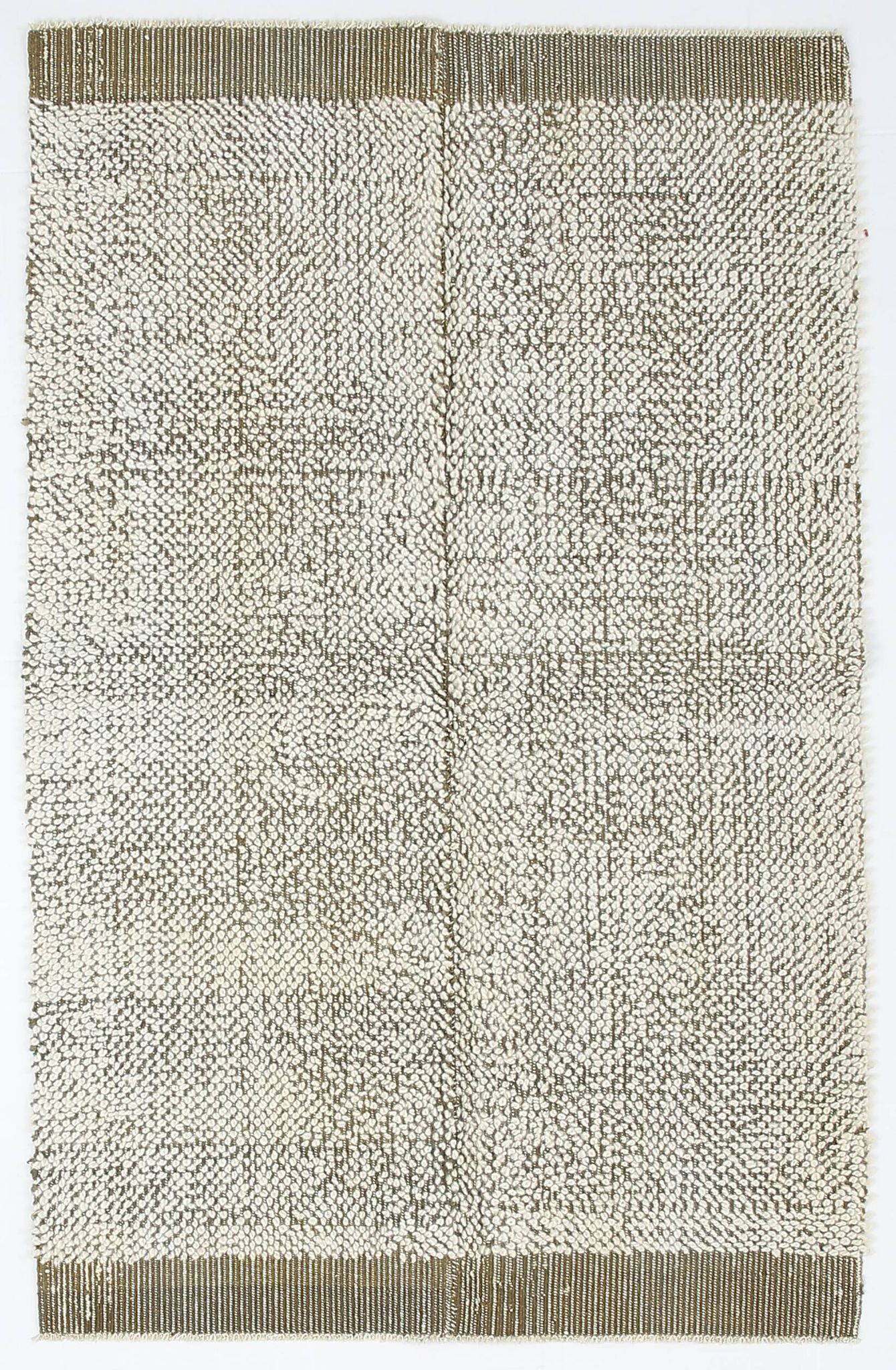 4x7 Army Green & Beige Modern Kilim Rug, 130x215Cm