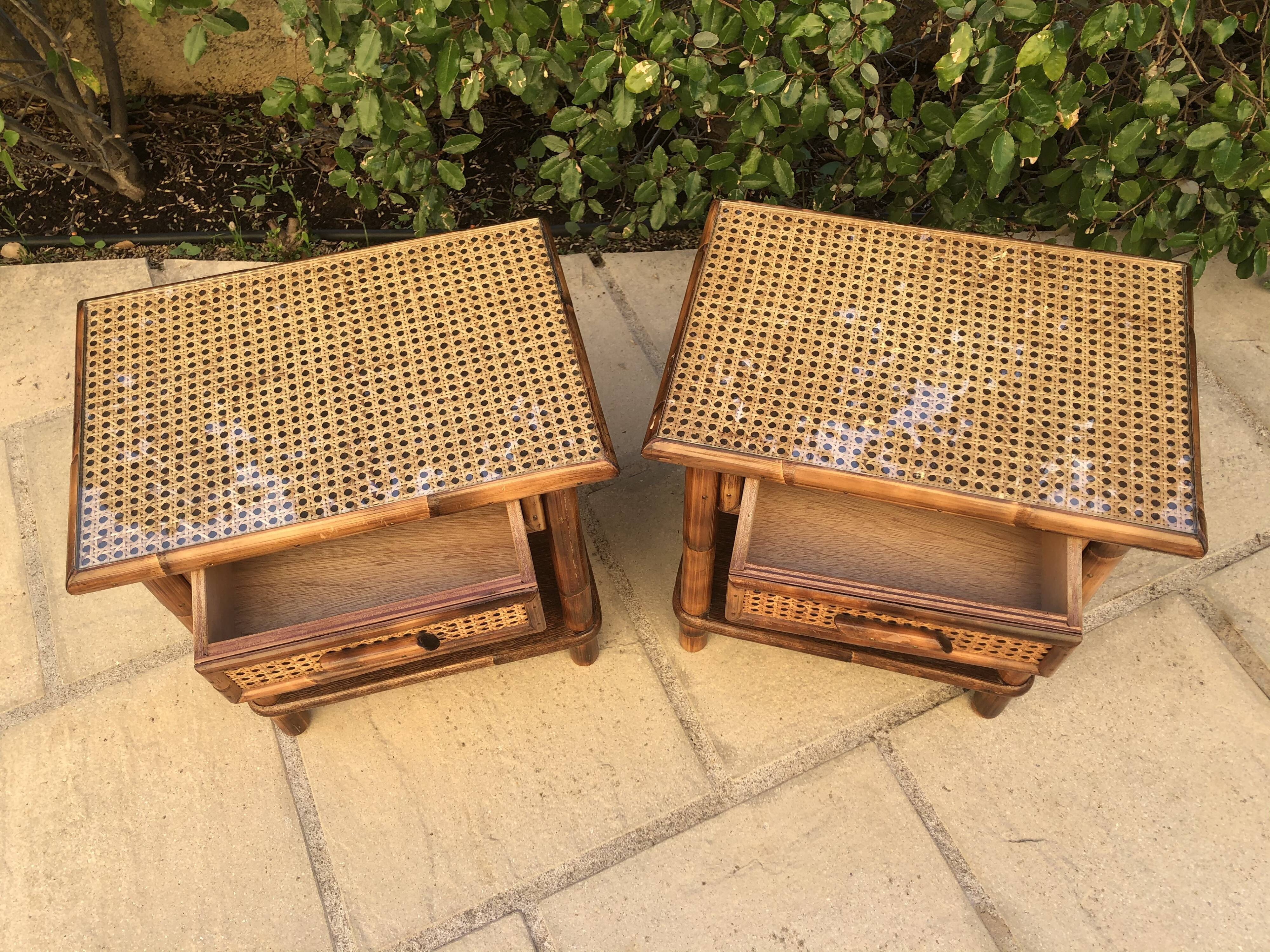Pair of bedsides wood and canning