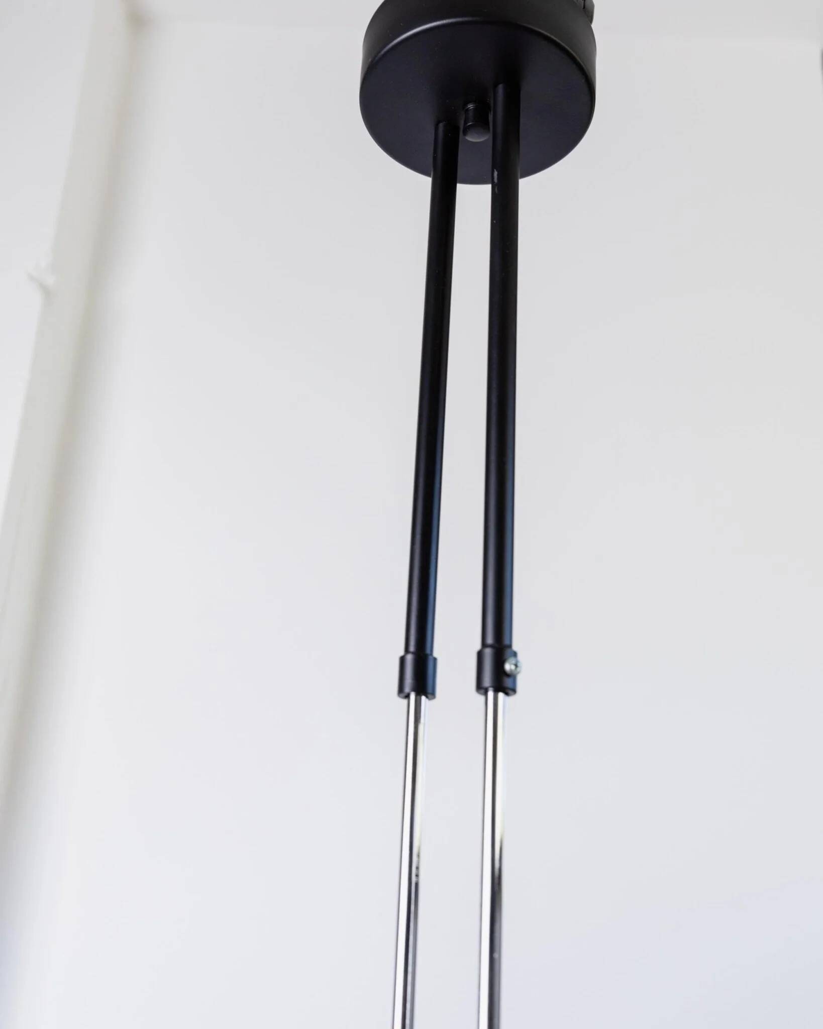 XXL vintage Murano glass chandelier - blue and red striped glass, black metal - Italy, Memphis style, 1980s