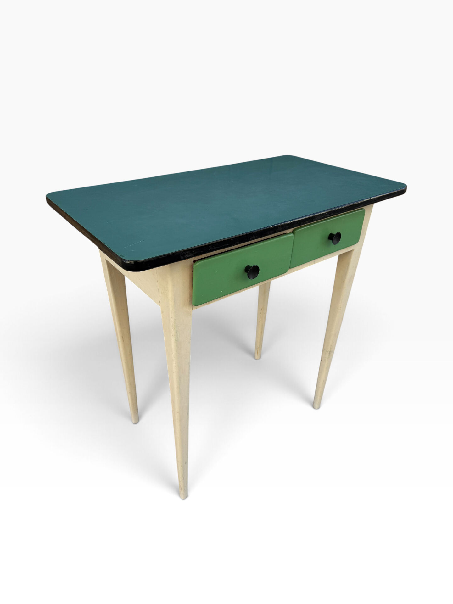 Table d’appoint Formica bleu des années 50 France