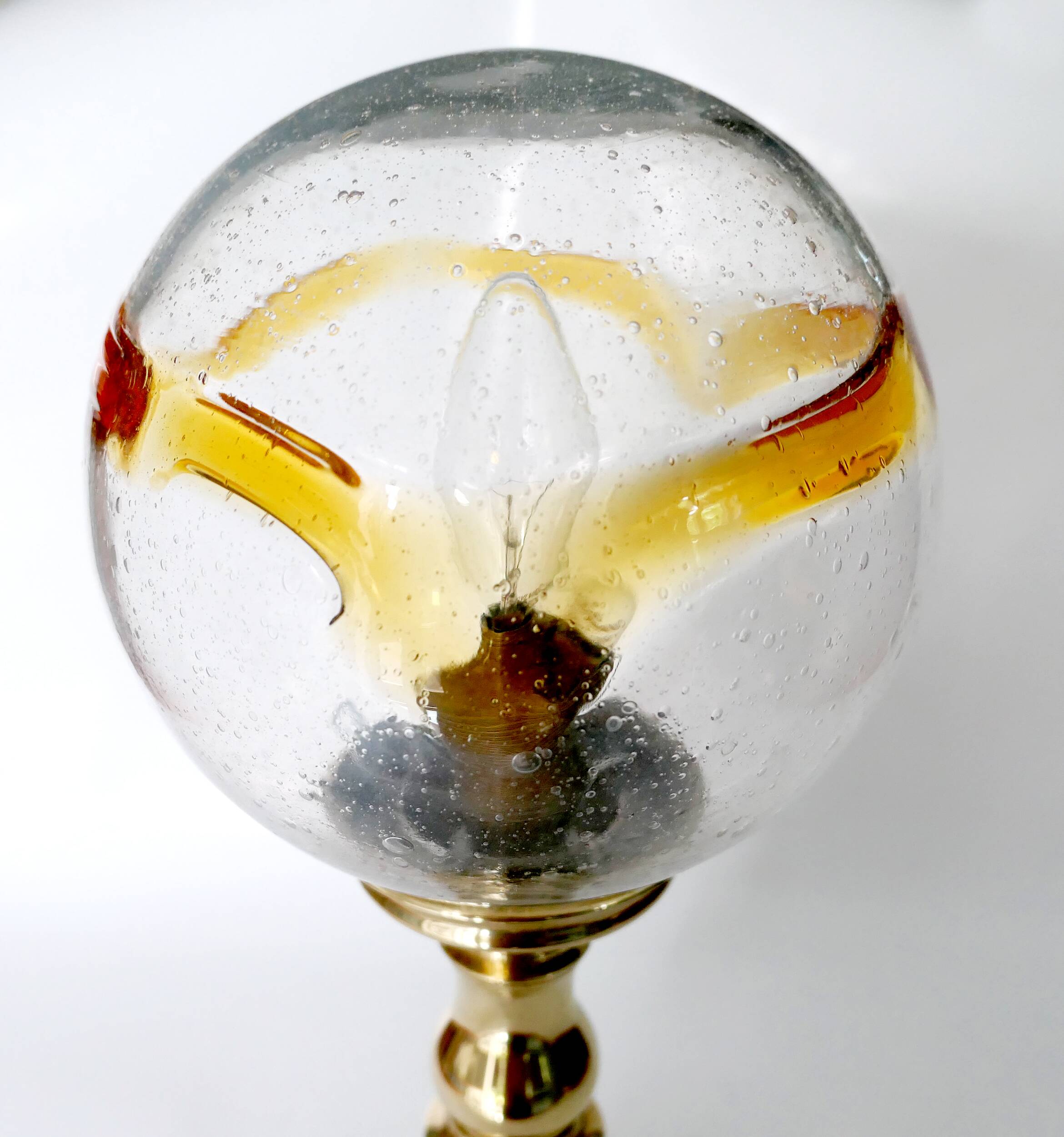 Vintage 1970s solid brass and glass globe table lamp