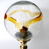 Vintage 1970s solid brass and glass globe table lamp