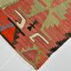 Vintage Red & Green Geometric Turkish Kilim Rug, 132x194Cm