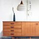 Scandinavian teak and opaline pendant light by Louis Kalff for Philips in 1968