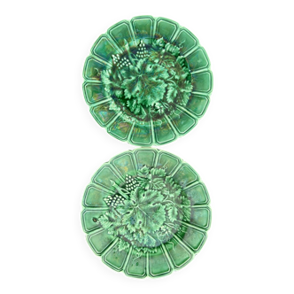 Sarreguemines pair of barbotine plates
