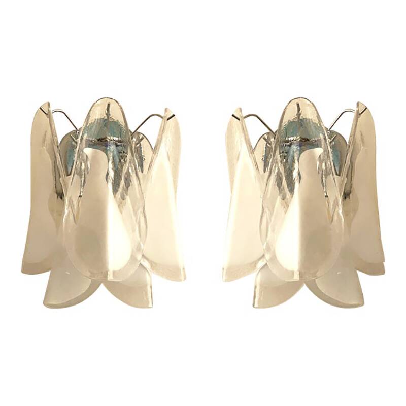 Set of Two "Rondini" Murano Glass Wall Sconces in Mazzega Style