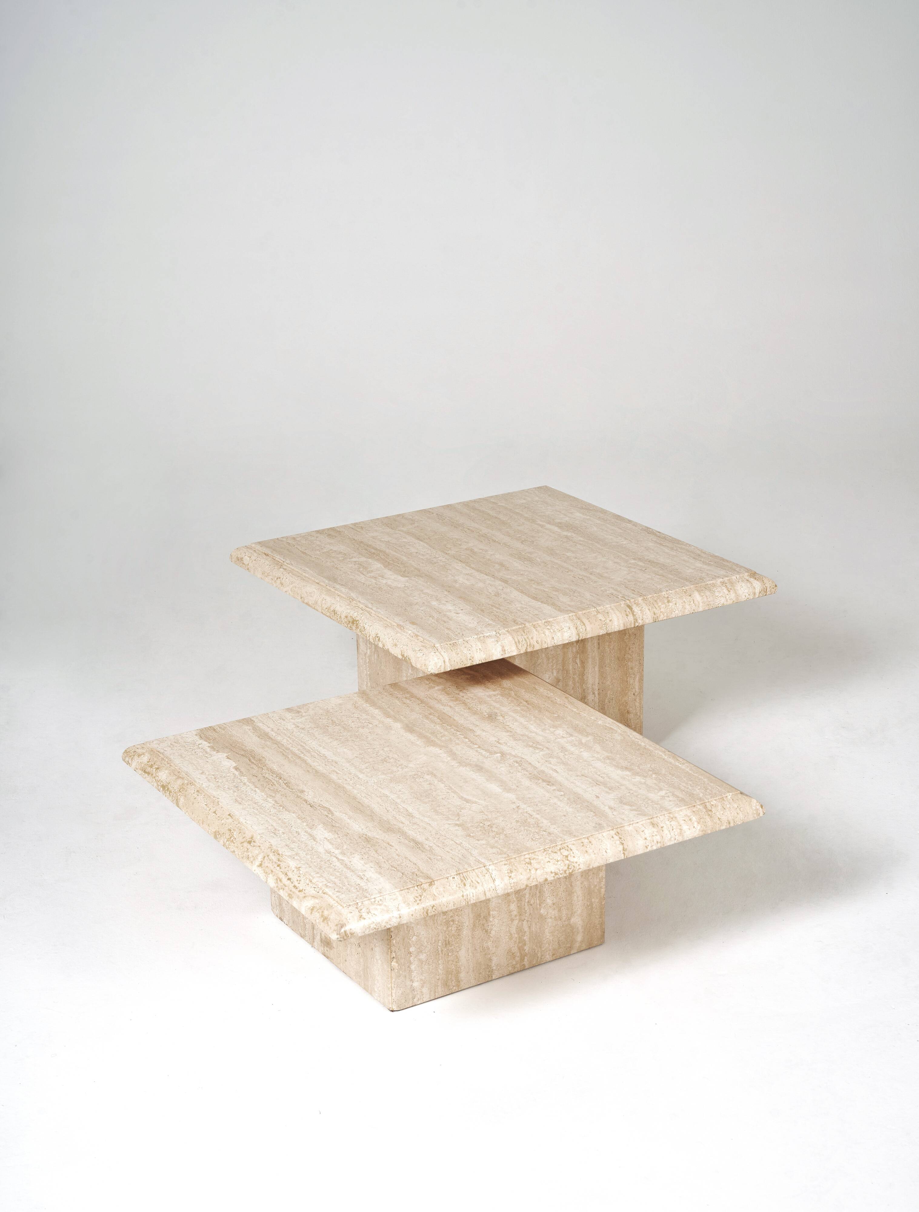 2 travertine coffee tables trundles