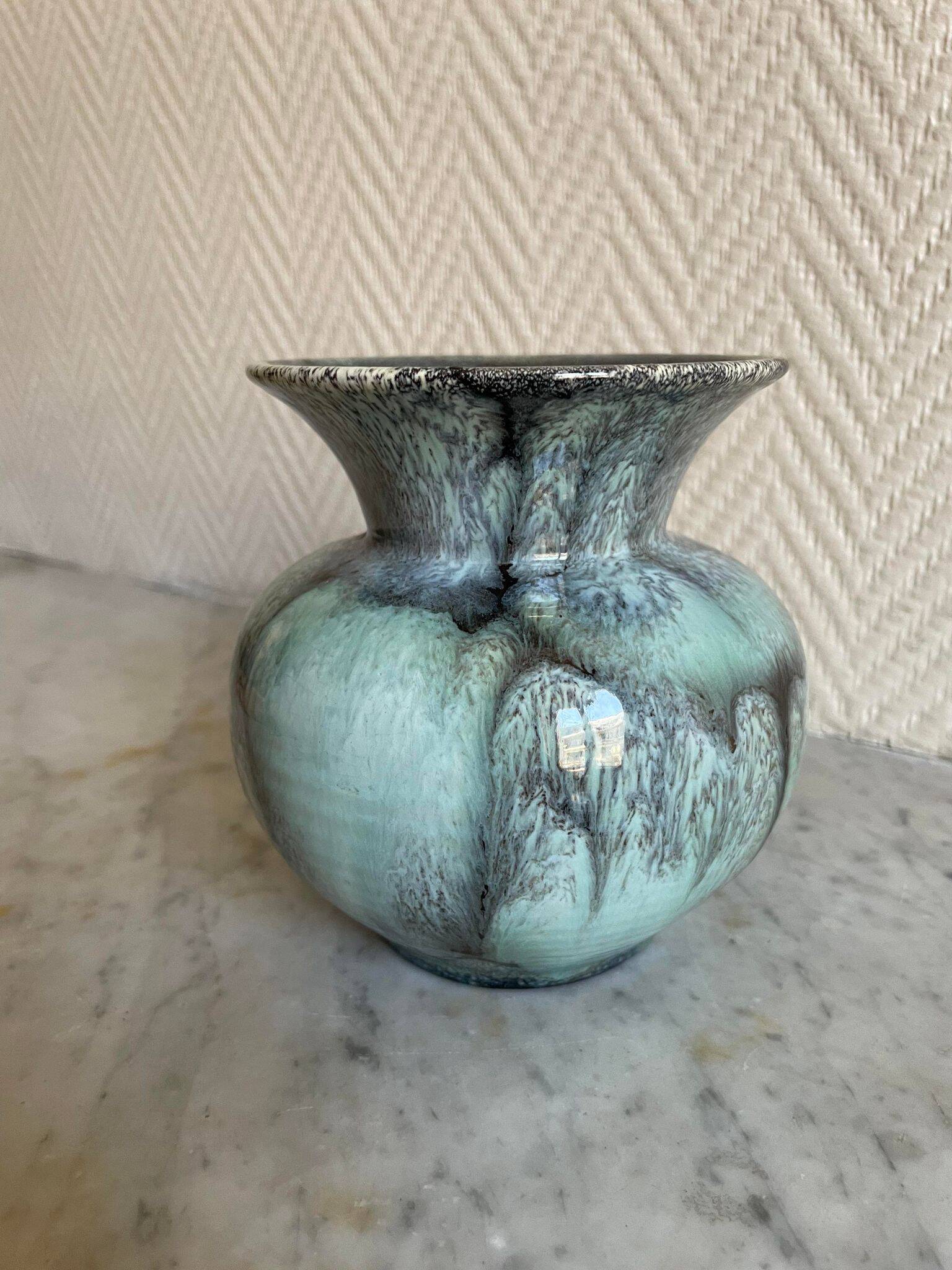 Blue lava style vase Vallauris