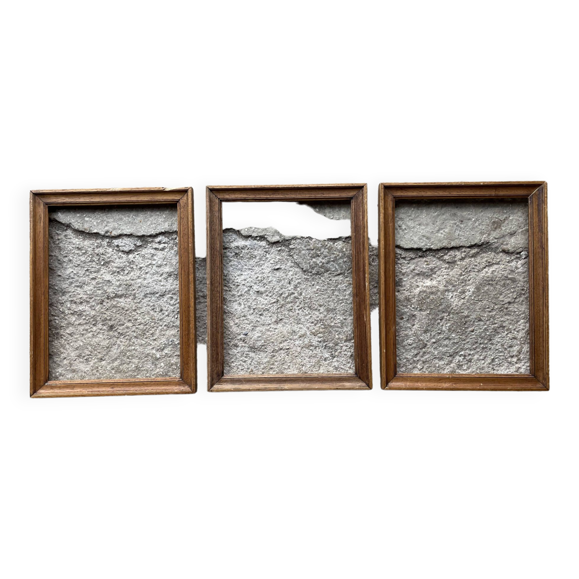 Set of 3 old wooden frames