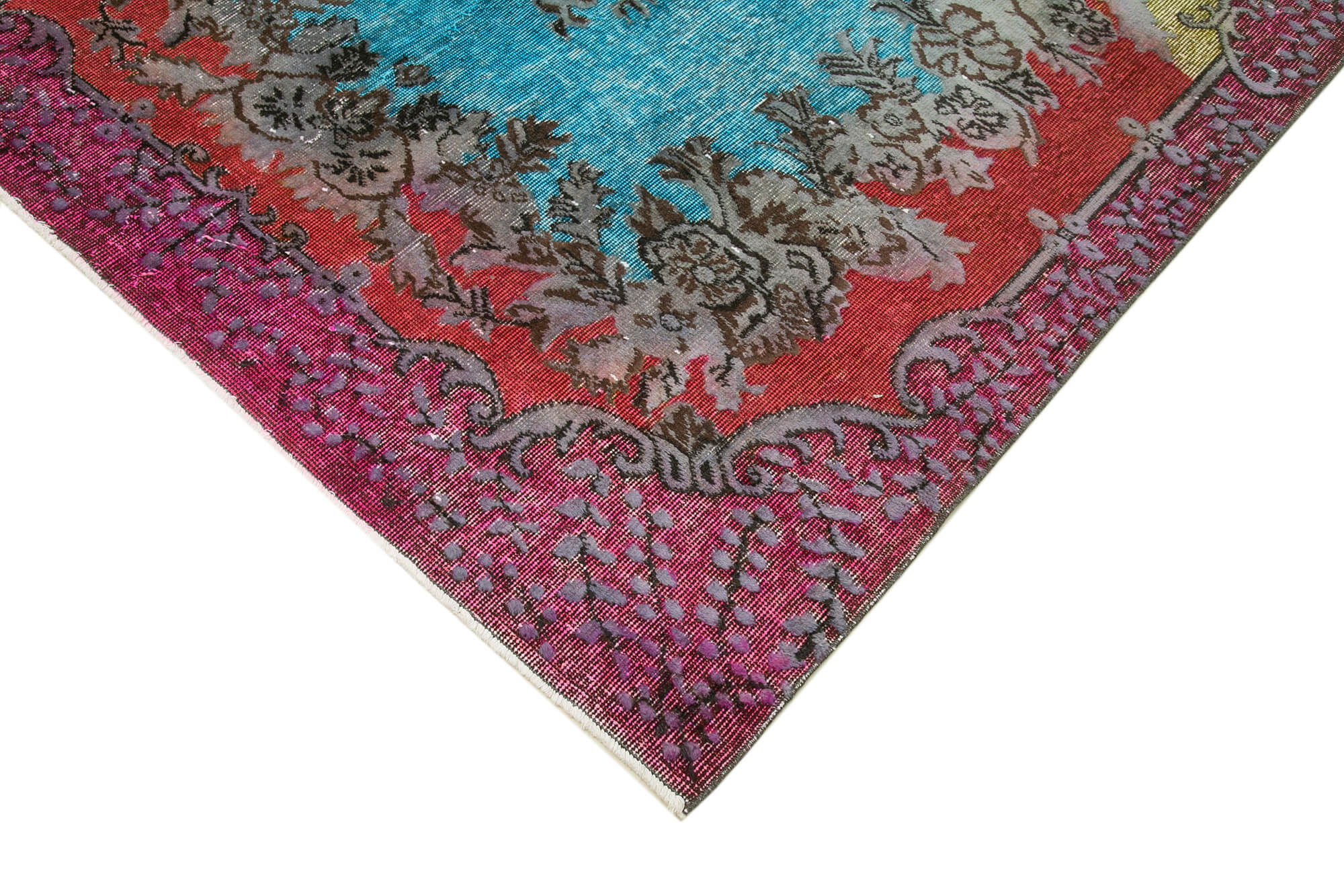 Hand-knotted distressed oriental 1980s 180 cm x 280 cm multicolor carpet