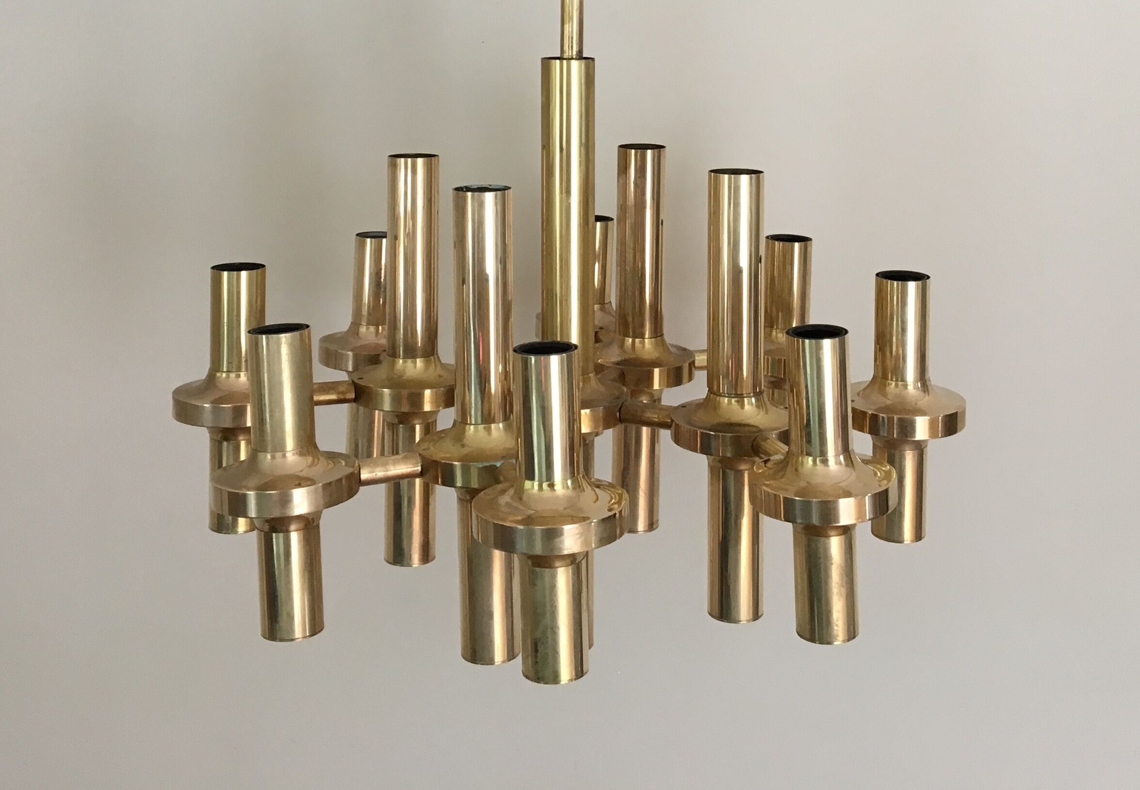 Chandelier brass by the Maison Sciolari circa 1960