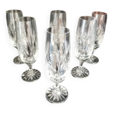 6 vintage crystal champagne flutes by etzel