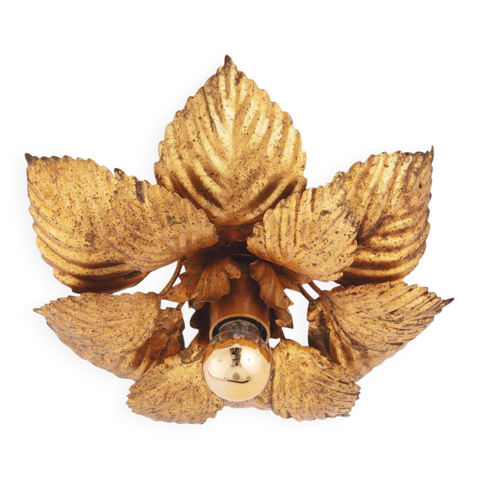 Vintage Italian Gold Leaf Flush Mount Or Wall Sconce
