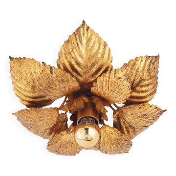 Applique ou plafonnier vintage en feuille d'or italienne