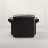 De Sede Black Smooth Leather Design Lounge Chair DS17. Swiss, 1970s