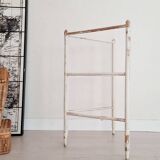 Old towel rack in patinated white wood