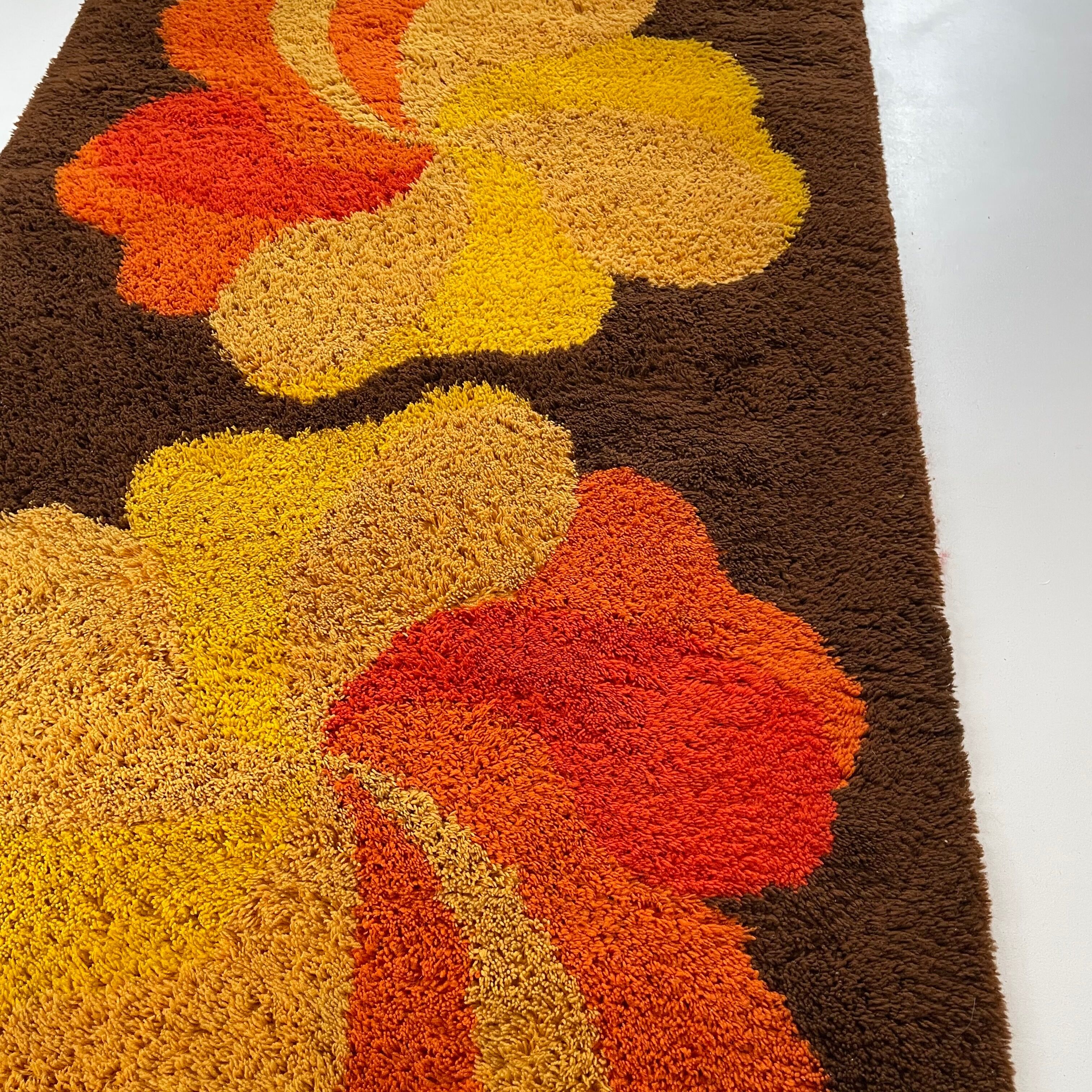 Multi-color vintage 1970s modernist high pile panton style rug, germany, 1970s