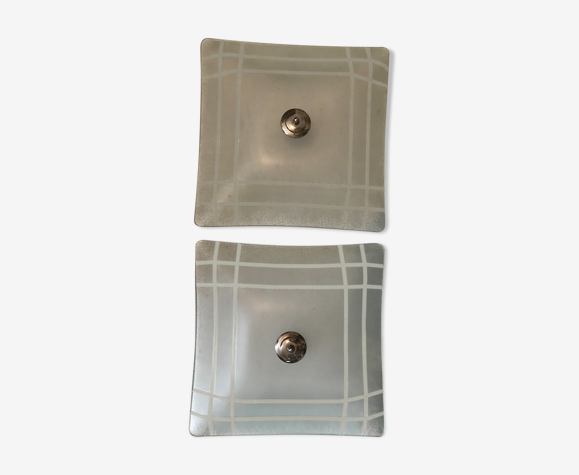 Paire d'appliques en verre sablé