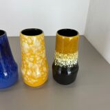 Set of Three Pottery Fat Lava "Supercolor" Vases Made by Scheurich Germany 1970s