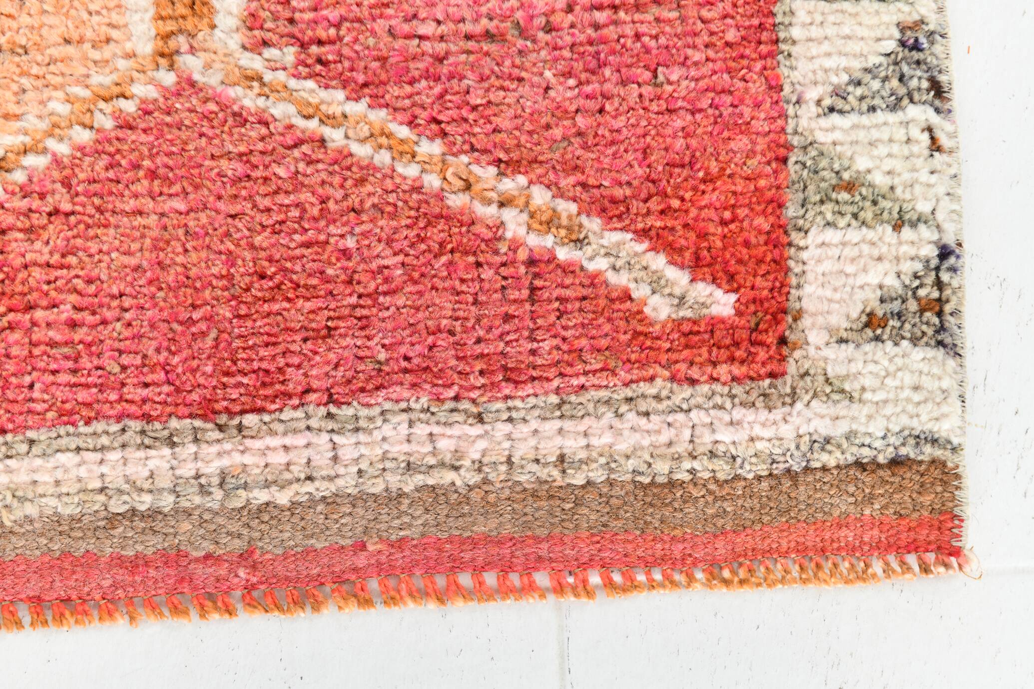 Pink & Red Vintage Turkish Runner Rug, 95x294Cm