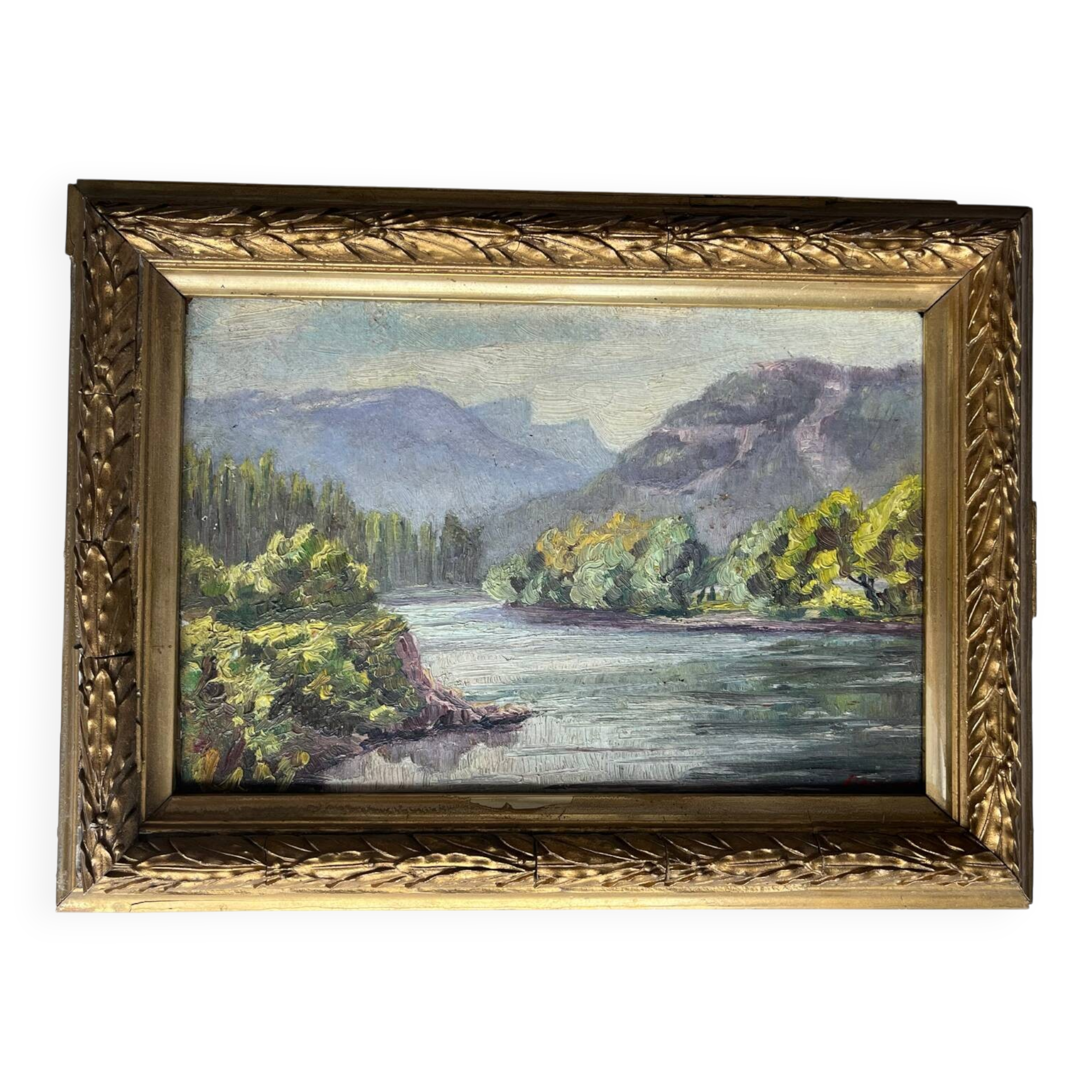 Tableau : huile sur panneau - paysage