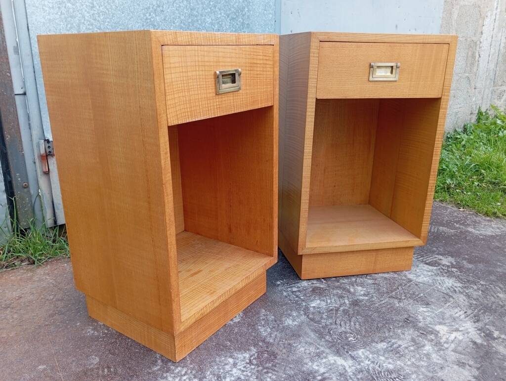 Pair of elm bedside tables