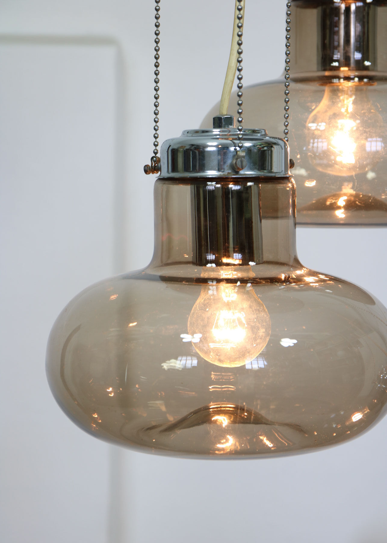 Vintage italian smoked glass chandelier, 1970s