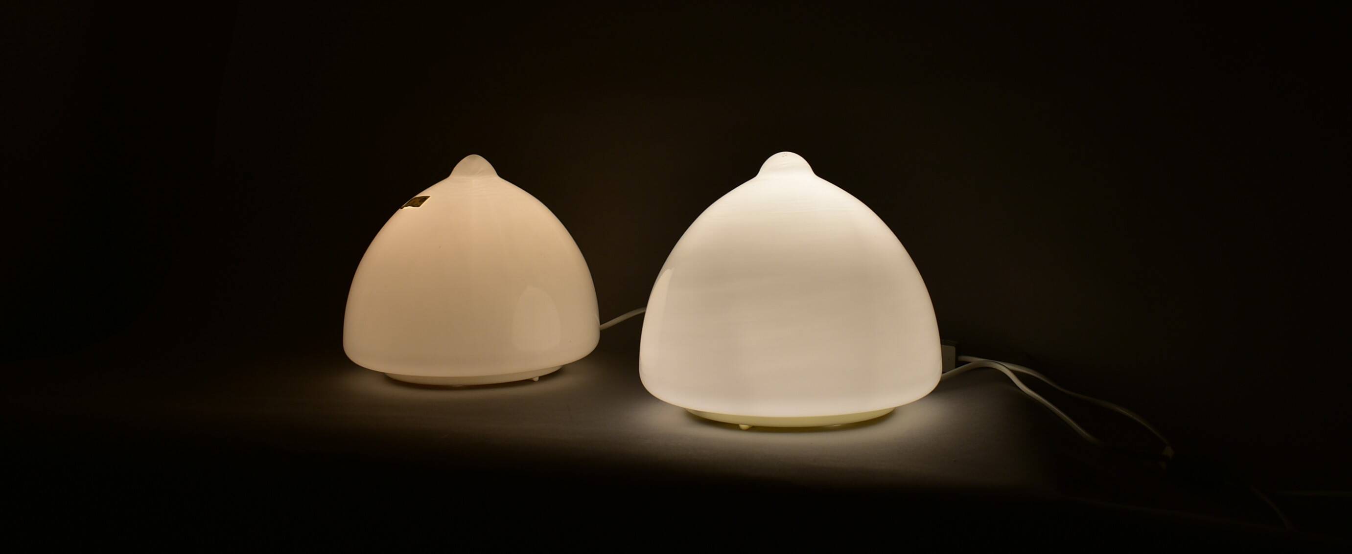Pair of glass table lamps by Krásno nad Bečvou, 1960s