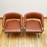 Pair of leather armchairs year 70