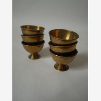 Set of 6 vintage brass egg cups