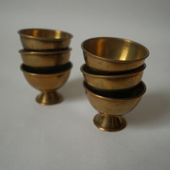 Set of 6 vintage brass egg cups