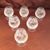Set of 6 crystal glasses for cognac