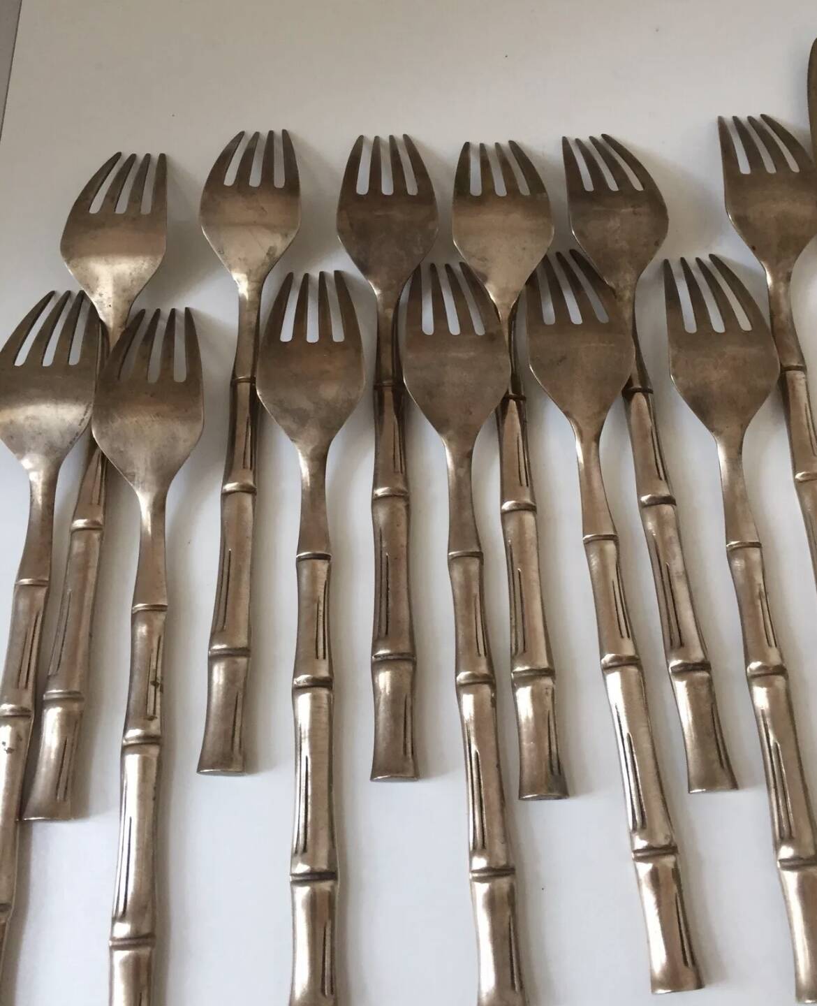 Vintage 1960s Bamboo Brass Cutlery Set