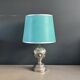 Chrome and turquoise metal table lamp