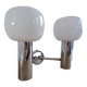 Pair of vintage wall lights in chromed metal and opaline 1970