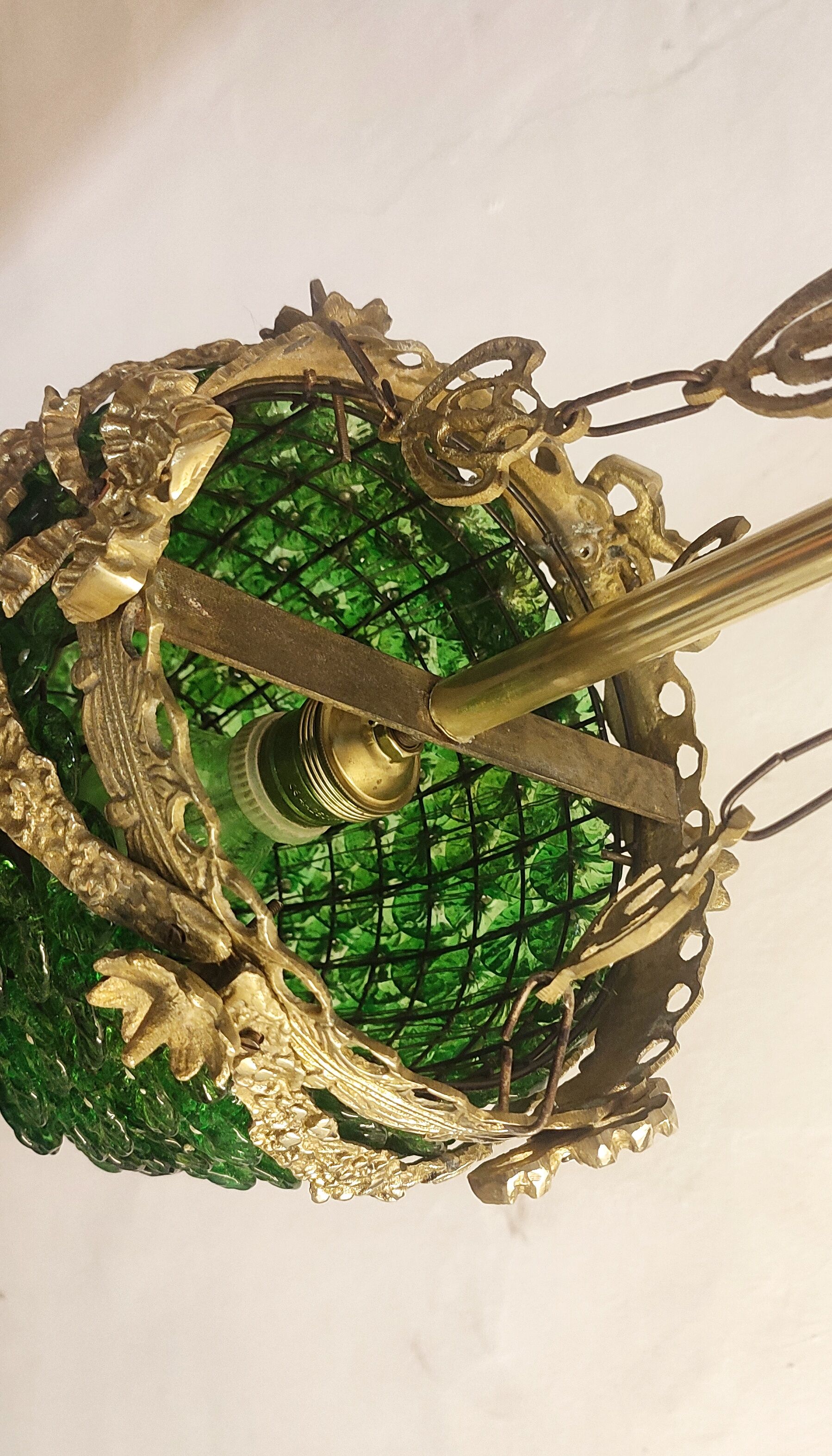 Ceiling lamp with Murano glass flowers. Italy, 1960s