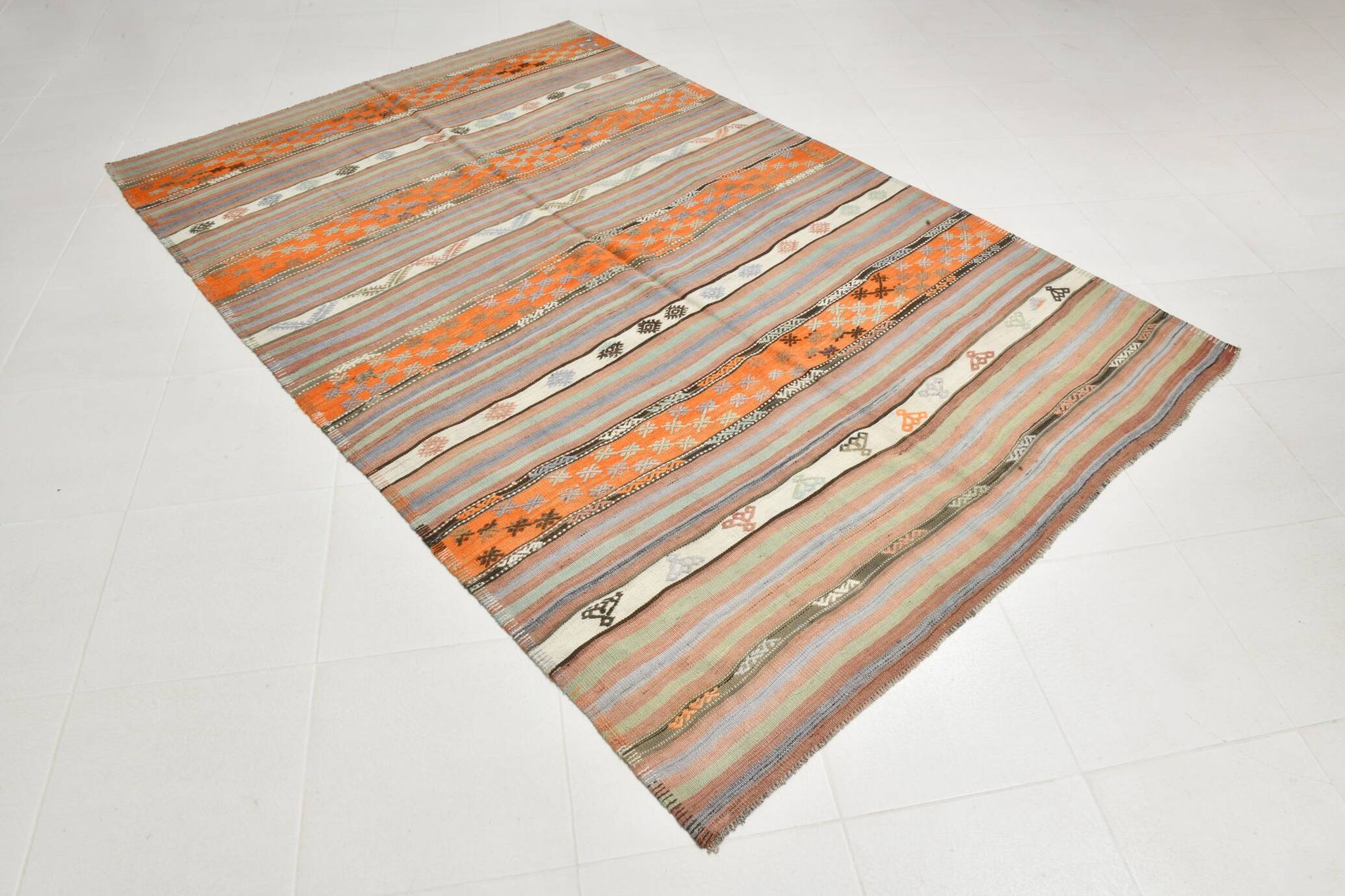 6x9 Soft Colors Persian Kilim Rug, 179x267Cm Anatolian Rug