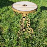 Round table in marble and gilded bronze
