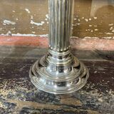 Pair of 2-branched candlesticks in silver metal