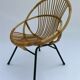 Pair of 1960 rotin black tubular french design armchairs