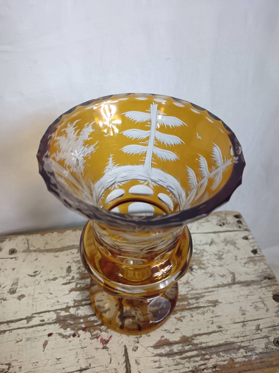 Amber crystal vase